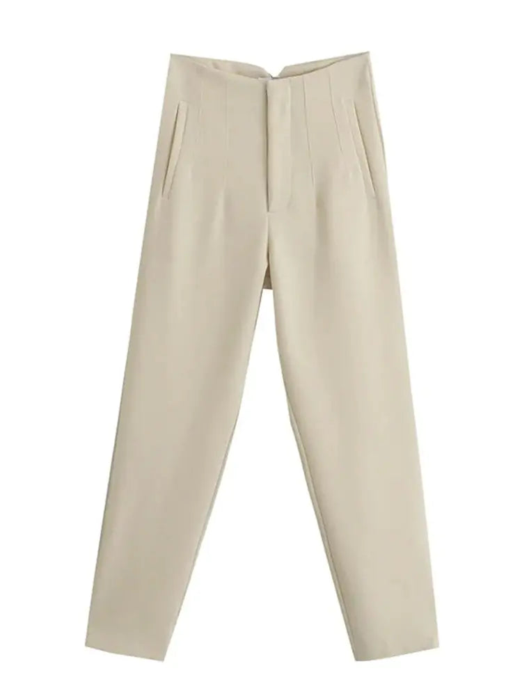 Pantalones de mujer cintura alta de pinza - High Trend Coture