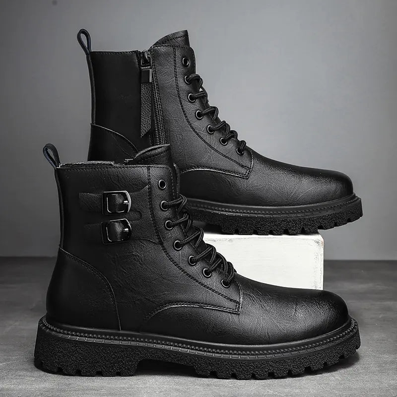 Botas Tobilleras de Cuero Hombre con Hebillas - High Trend Coture