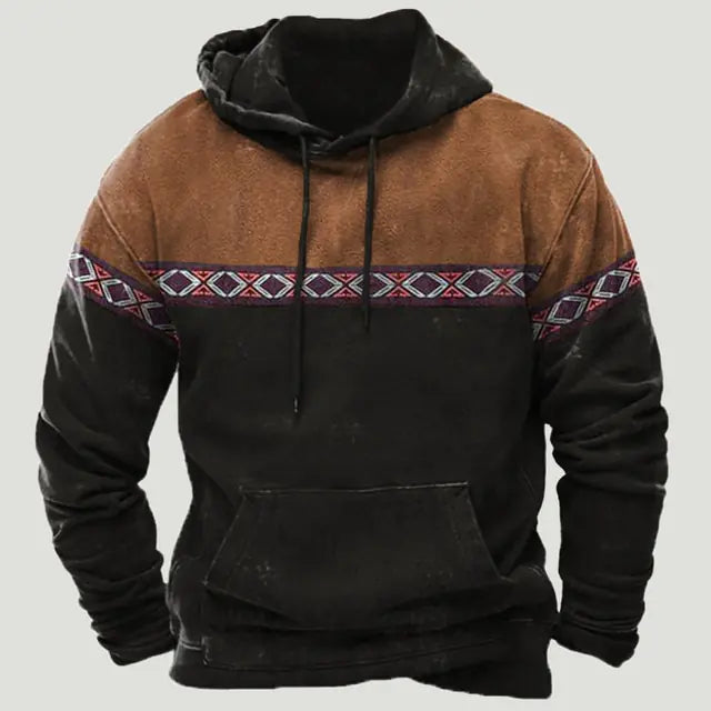 Sudadera con capucha con estampado azteca étnico - High Trend Coture