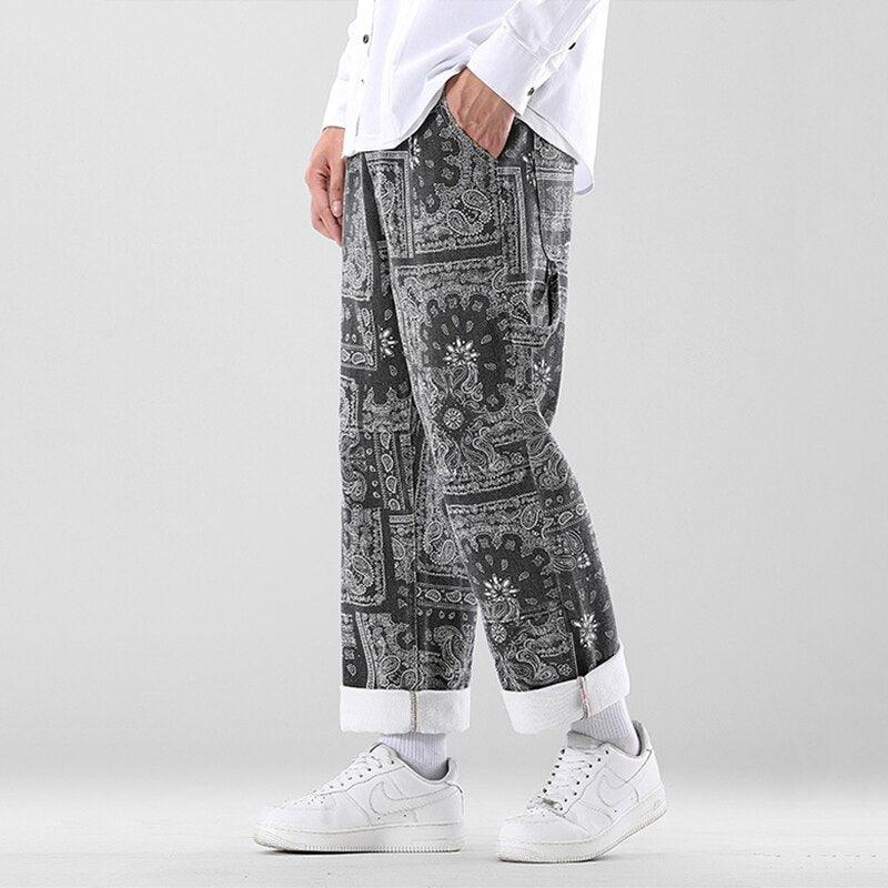 Pantalón Holgado de Hombre con Estampado de Cachemira - High Trend Coture