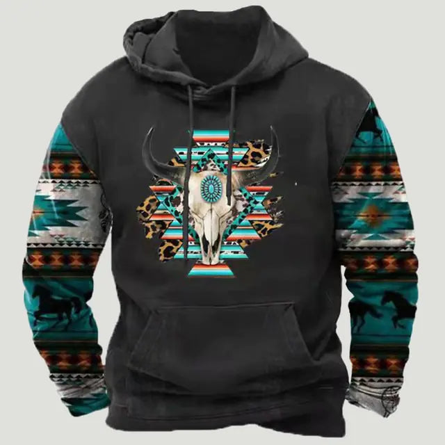 Sudadera con capucha con estampado azteca étnico - High Trend Coture