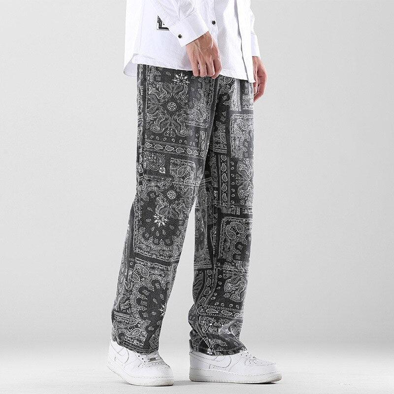 Pantalón Holgado de Hombre con Estampado de Cachemira - High Trend Coture