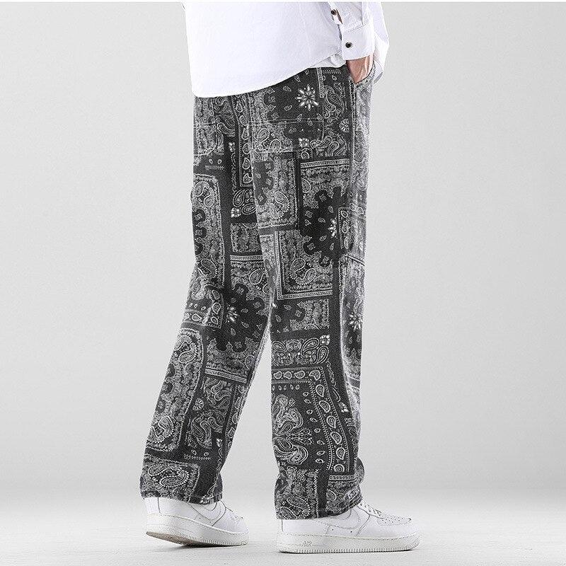 Pantalón Holgado de Hombre con Estampado de Cachemira - High Trend Coture