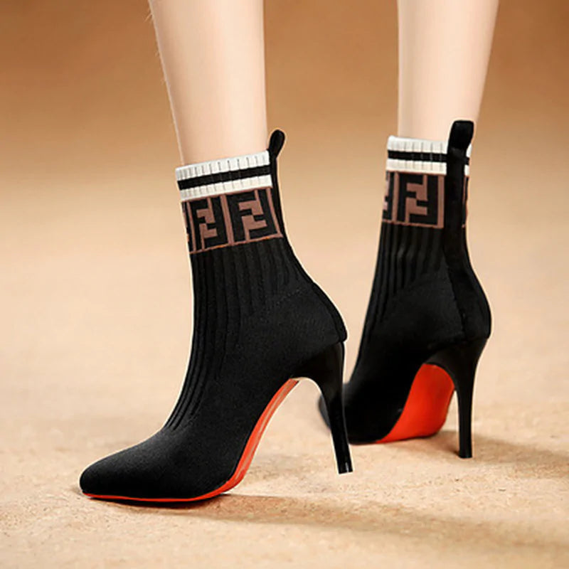 Botas Estilo Calcetín con Tacón de Aguja - High Trend Coture