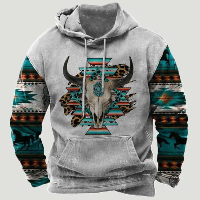 Sudadera con capucha con estampado azteca étnico - High Trend Coture