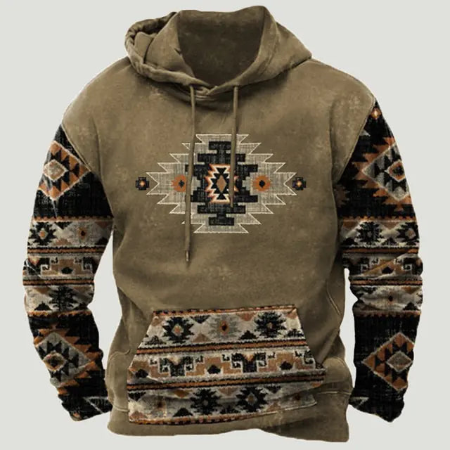 Sudadera con capucha con estampado azteca étnico - High Trend Coture