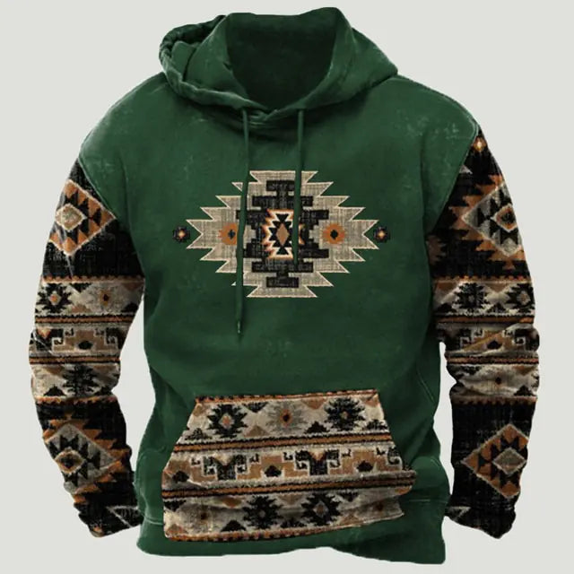 Sudadera con capucha con estampado azteca étnico - High Trend Coture