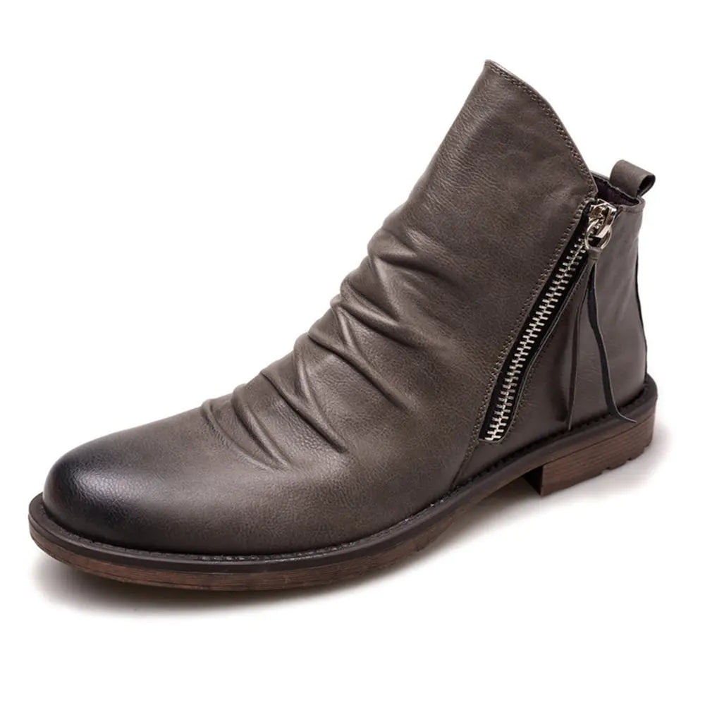 Botas de Piel Vintage para Hombre con Cremallera - High Trend Coture