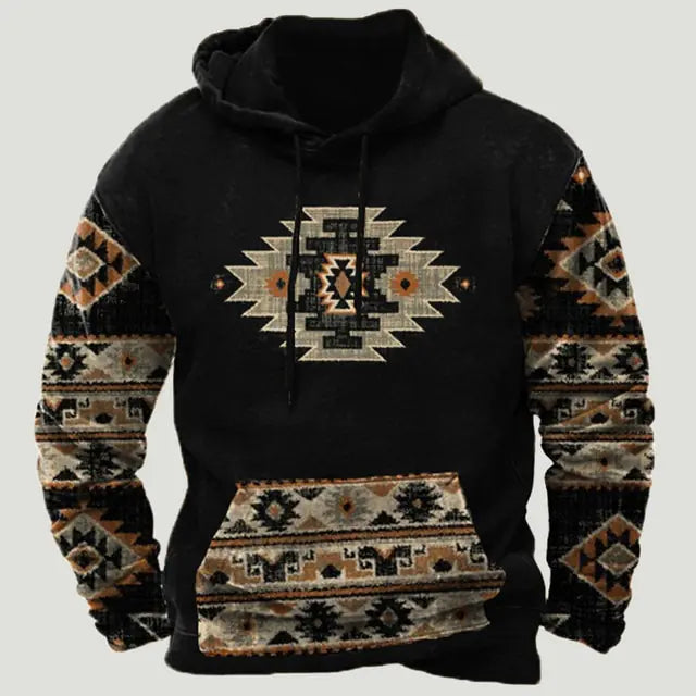 Sudadera con capucha con estampado azteca étnico - High Trend Coture