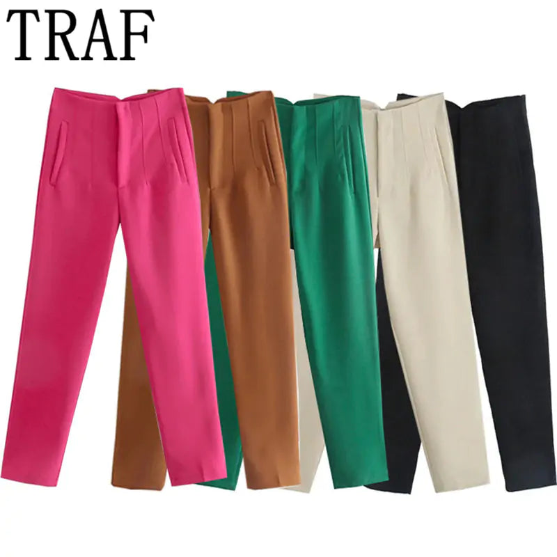 Pantalones de mujer cintura alta de pinza - High Trend Coture