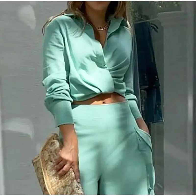 Conjunto de blusa y pantalón ancho - High Trend Coture