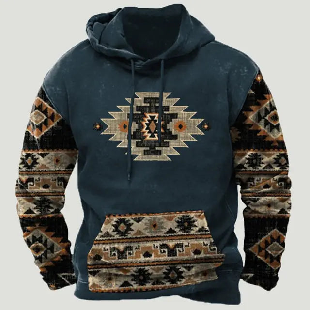 Sudadera con capucha con estampado azteca étnico - High Trend Coture